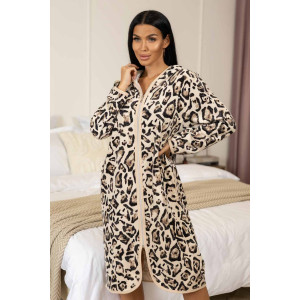 Халат женский 1948М/1 махра (р-ры: 48-70) бежевый-коричневый Халат женский 1948М/1 махра (р-ры: 48-70) бежевый-коричневый