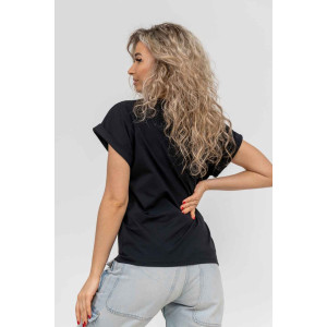 Футболка женская 1880 кулирка с лайкрой (р-ры: 42-54) черный Футболка женская 1880 кулирка с лайкрой (р-ры: 42-54) черный