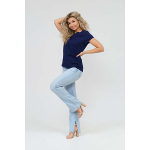 Футболка женская 1433/7 кулирка с лайкрой (р-ры: 44-58) синий Футболка женская 1433/7 кулирка с лайкрой (р-ры: 44-58) синий