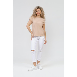 Футболка женская 1433/3 кулирка с лайкрой (р-ры: 44-58) бежевый Футболка женская 1433/3 кулирка с лайкрой (р-ры: 44-58) бежевый