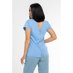 Футболка женская 1433/6 кулирка с лайкрой (р-ры: 44-58) голубой Футболка женская 1433/6 кулирка с лайкрой (р-ры: 44-58) голубой