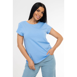 Футболка женская 1433/6 кулирка с лайкрой (р-ры: 44-58) голубой Футболка женская 1433/6 кулирка с лайкрой (р-ры: 44-58) голубой