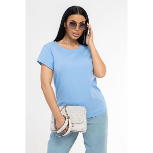 Футболка женская 1433/6 кулирка с лайкрой (р-ры: 44-58) голубой Футболка женская 1433/6 кулирка с лайкрой (р-ры: 44-58) голубой