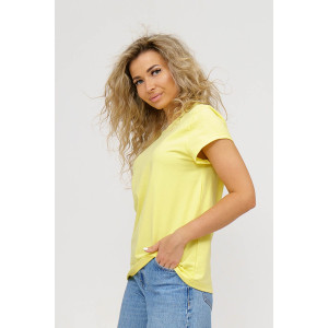 Футболка женская 1433/8 кулирка с лайкрой (р-ры: 44-58) желтый Футболка женская 1433/8 кулирка с лайкрой (р-ры: 44-58) желтый
