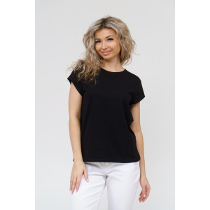 Футболка женская 1433/5 кулирка с лайкрой (р-ры: 44-58) черный Футболка женская 1433/5 кулирка с лайкрой (р-ры: 44-58) черный