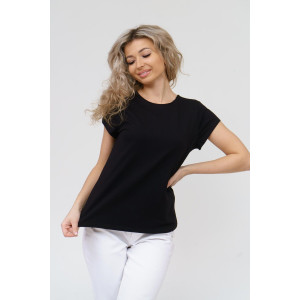 Футболка женская 1433/5 кулирка с лайкрой (р-ры: 44-58) черный Футболка женская 1433/5 кулирка с лайкрой (р-ры: 44-58) черный