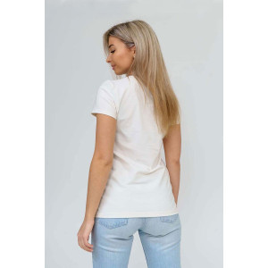 Футболка женская 1682/3 кулирка с лайкрой (р-ры: 42-54) молочный Футболка женская 1682/3 кулирка с лайкрой (р-ры: 42-54) молочный