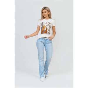 Футболка женская 1682/3 кулирка с лайкрой (р-ры: 42-54) молочный Футболка женская 1682/3 кулирка с лайкрой (р-ры: 42-54) молочный