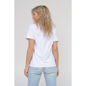 Футболка женская 1586/1 кулирка (р-ры: 42-54) белый-черный Футболка женская 1586/1 кулирка (р-ры: 42-54) белый-черный