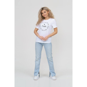 Футболка женская 1586/1 кулирка (р-ры: 42-54) белый-черный Футболка женская 1586/1 кулирка (р-ры: 42-54) белый-черный