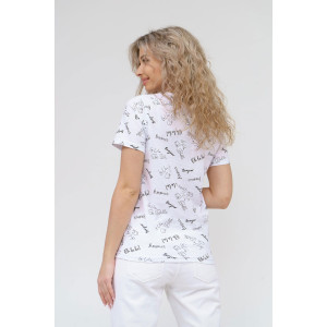 Футболка женская 1424 кулирка (р-ры: 42-54) белый-черный Футболка женская 1424 кулирка (р-ры: 42-54) белый-черный