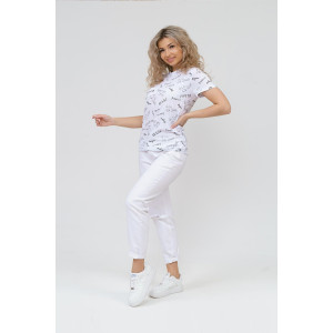 Футболка женская 1424 кулирка (р-ры: 42-54) белый-черный Футболка женская 1424 кулирка (р-ры: 42-54) белый-черный