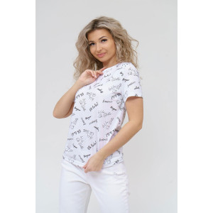 Футболка женская 1424 кулирка (р-ры: 42-54) белый-черный Футболка женская 1424 кулирка (р-ры: 42-54) белый-черный