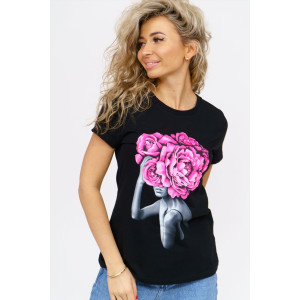 Футболка женская 1067 кулирка с лайкрой (р-ры: 44-54) черный Футболка женская 1067 кулирка с лайкрой (р-ры: 44-54) черный