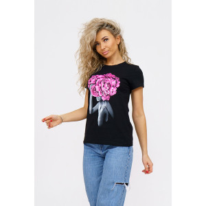 Футболка женская 1067 кулирка с лайкрой (р-ры: 44-54) черный Футболка женская 1067 кулирка с лайкрой (р-ры: 44-54) черный