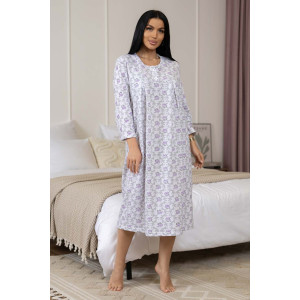 Сорочка женская 1782/3 футер с начесом (р-ры: 48-62) белый-сиреневый Сорочка женская 1782/3 футер с начесом (р-ры: 48-62) белый-сиреневый