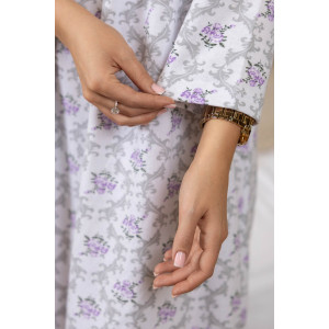 Сорочка женская 1782/3 футер с начесом (р-ры: 48-62) белый-сиреневый Сорочка женская 1782/3 футер с начесом (р-ры: 48-62) белый-сиреневый