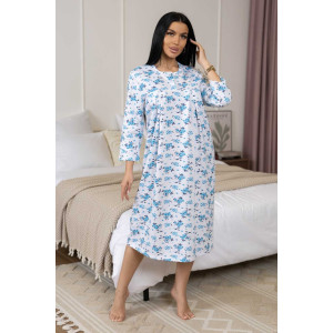 Сорочка женская 1782/2 футер с начесом (р-ры: 48-62) белый-голубой Сорочка женская 1782/2 футер с начесом (р-ры: 48-62) белый-голубой