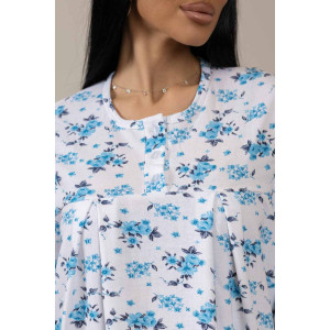 Сорочка женская 1782/2 футер с начесом (р-ры: 48-62) белый-голубой Сорочка женская 1782/2 футер с начесом (р-ры: 48-62) белый-голубой