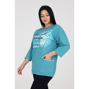 Туника женская "Дуэт" ТФ-60 футер (последний размер) аква 54,56 Туника женская "Дуэт" ТФ-60 футер (последний размер) аква 54,56