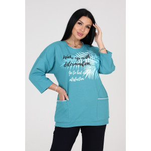 Туника женская "Дуэт" ТФ-60 футер (последний размер) аква 54,56 Туника женская "Дуэт" ТФ-60 футер (последний размер) аква 54,56