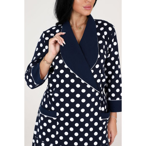 Халат женский ХИ-428 интерлок пенье (последний размер) горох 54,56 Халат женский ХИ-428 интерлок пенье (последний размер) горох 54,56