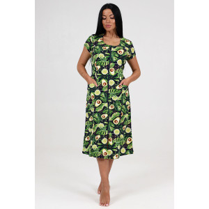 Халат женский ХК-548 кулирка (последний размер) авокадо с лимоном 54 Халат женский ХК-548 кулирка (последний размер) авокадо с лимоном 54