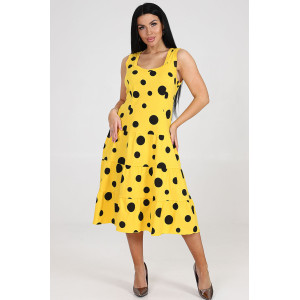 Сарафан женский "3 яруса" СК-761 кулирка (последний размер) желтый с черным горохом 52 Сарафан женский "3 яруса" СК-761 кулирка (последний размер) желтый с черным горохом 52