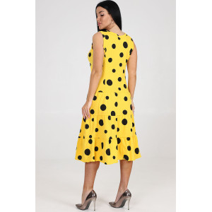 Сарафан женский "3 яруса" СК-761 кулирка (последний размер) желтый с черным горохом 52 Сарафан женский "3 яруса" СК-761 кулирка (последний размер) желтый с черным горохом 52