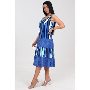 Сарафан женский "3 яруса" СК-761 кулирка (последний размер) полоса-волн.голуб. 52,58 Сарафан женский "3 яруса" СК-761 кулирка (последний размер) полоса-волн.голуб. 52,58