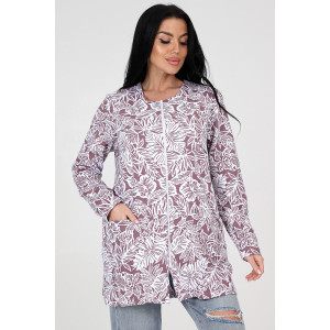 Кардиган женский КрФ-302 футер (последний размер) лист-белый капучино 50,62 Кардиган женский КрФ-302 футер (последний размер) лист-белый капучино 50,62