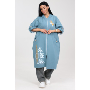 Кардиган женский "Бохо" КрФ-2329 футер (последний размер) аква 64 Кардиган женский "Бохо" КрФ-2329 футер (последний размер) аква 64