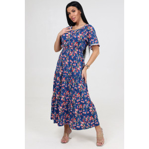 Платье женское "Белла" ПлК-402 кулирка (последний размер) сакура на синем 54 Платье женское "Белла" ПлК-402 кулирка (последний размер) сакура на синем 54