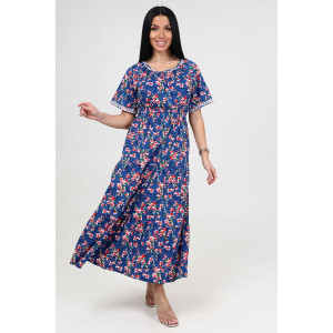 Платье женское "Белла" ПлК-402 кулирка (последний размер) сакура на синем 54 Платье женское "Белла" ПлК-402 кулирка (последний размер) сакура на синем 54