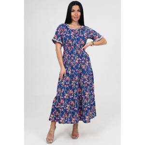 Платье женское "Белла" ПлК-402 кулирка (последний размер) сакура на синем 54 Платье женское "Белла" ПлК-402 кулирка (последний размер) сакура на синем 54