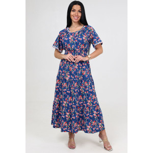 Платье женское "Белла" ПлК-402 кулирка (последний размер) сакура на синем 54 Платье женское "Белла" ПлК-402 кулирка (последний размер) сакура на синем 54