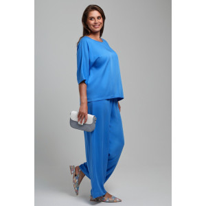 Блузка женская "Летний драйв-2" плательная ткань (последний размер) голубой 58 Блузка женская "Летний драйв-2" плательная ткань (последний размер) голубой 58