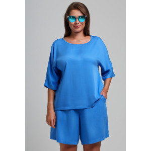 Блузка женская "Летний драйв-2" плательная ткань (последний размер) голубой 58 Блузка женская "Летний драйв-2" плательная ткань (последний размер) голубой 58
