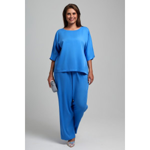 Блузка женская "Летний драйв-2" плательная ткань (последний размер) голубой 58 Блузка женская "Летний драйв-2" плательная ткань (последний размер) голубой 58