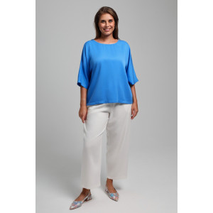 Блузка женская "Летний драйв-2" плательная ткань (последний размер) голубой 58 Блузка женская "Летний драйв-2" плательная ткань (последний размер) голубой 58