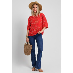 Блузка женская "Долина-3" штапель (последний размер) красный 58 Блузка женская "Долина-3" штапель (последний размер) красный 58