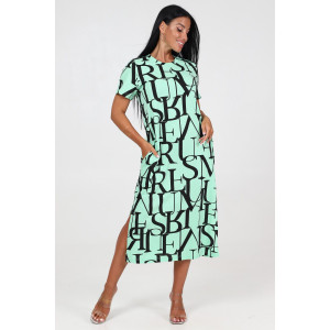 Туника женская ТК-2265 кулирка (последний размер) черн.кр.буквы на мяте 54 Туника женская ТК-2265 кулирка (последний размер) черн.кр.буквы на мяте 54