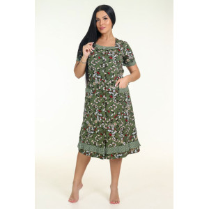 Халат женский "Мимоза" ХК-781 кулирка (последний размер) хаки с веточками 52 Халат женский "Мимоза" ХК-781 кулирка (последний размер) хаки с веточками 52