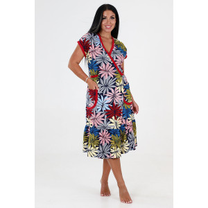 Халат женский "Кимоно" ХК-671 кулирка (последний размер) разноцветный папоротник 56 Халат женский "Кимоно" ХК-671 кулирка (последний размер) разноцветный папоротник 56