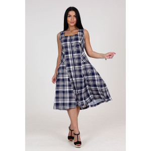 Сарафан женский СК-336 кулирка (последний размер) темно-синяя с бежевым клетка 62 Сарафан женский СК-336 кулирка (последний размер) темно-синяя с бежевым клетка 62