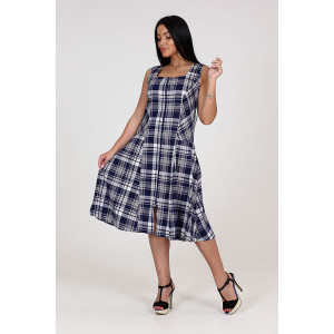 Сарафан женский СК-336 кулирка (последний размер) темно-синяя с бежевым клетка 62 Сарафан женский СК-336 кулирка (последний размер) темно-синяя с бежевым клетка 62