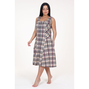 Сарафан женский СК-336 кулирка (последний размер) бежевая клетка 50 Сарафан женский СК-336 кулирка (последний размер) бежевая клетка 50