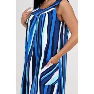 Сарафан женский СК-418 "Вертикаль" кулирка (последний размер) полоса волна голубой 58 Сарафан женский СК-418 "Вертикаль" кулирка (последний размер) полоса волна голубой 58