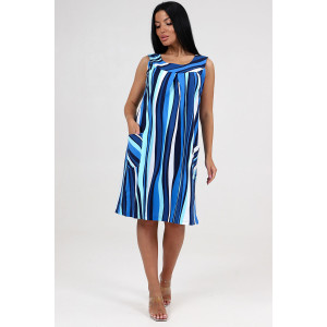 Сарафан женский СК-418 "Вертикаль" кулирка (последний размер) полоса волна голубой 58 Сарафан женский СК-418 "Вертикаль" кулирка (последний размер) полоса волна голубой 58