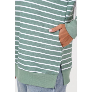 Джемпер женский "Полоса" ДФ-2304 футер (последний размер) оливка 48,56